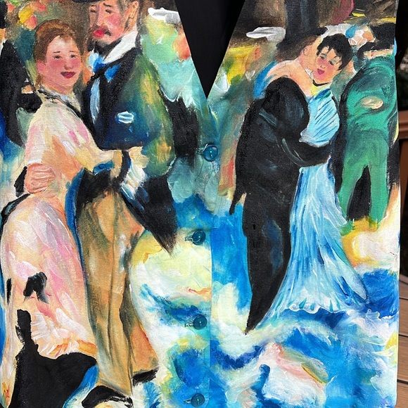 Unisex hand painted vest, adjustable. Will fit large to XL. 4 buttons in blue. - Picture 6 of 10